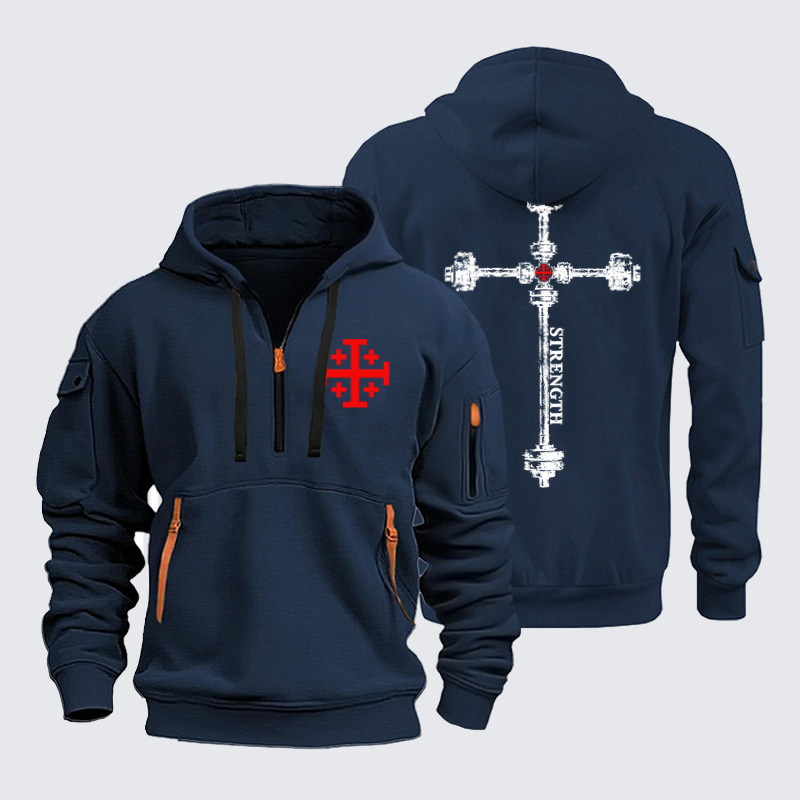 Zipper Hoodies Ave Christus Rex –Strength in the Lord – Christian Gym Jerusalem Cross