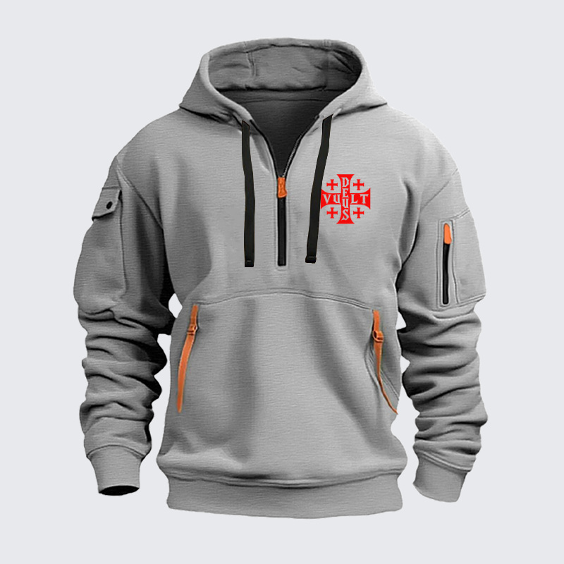 Zipper Hoodies Ave Christus Rex –Deus Vult – Jerusalem Cross