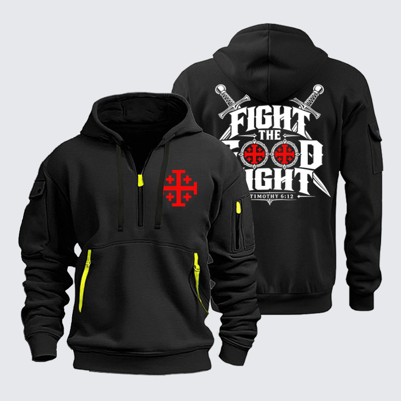 Zipper Hoodies Ave Christus Rex –Fight the Good Fight 1 Timothy 6:12