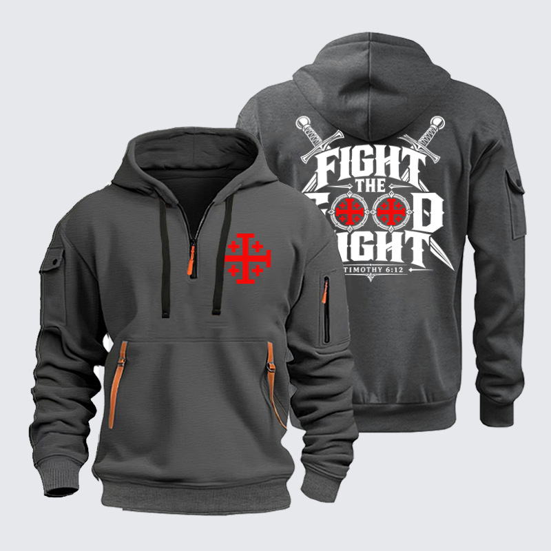Zipper Hoodies Ave Christus Rex –Fight the Good Fight 1 Timothy 6:12