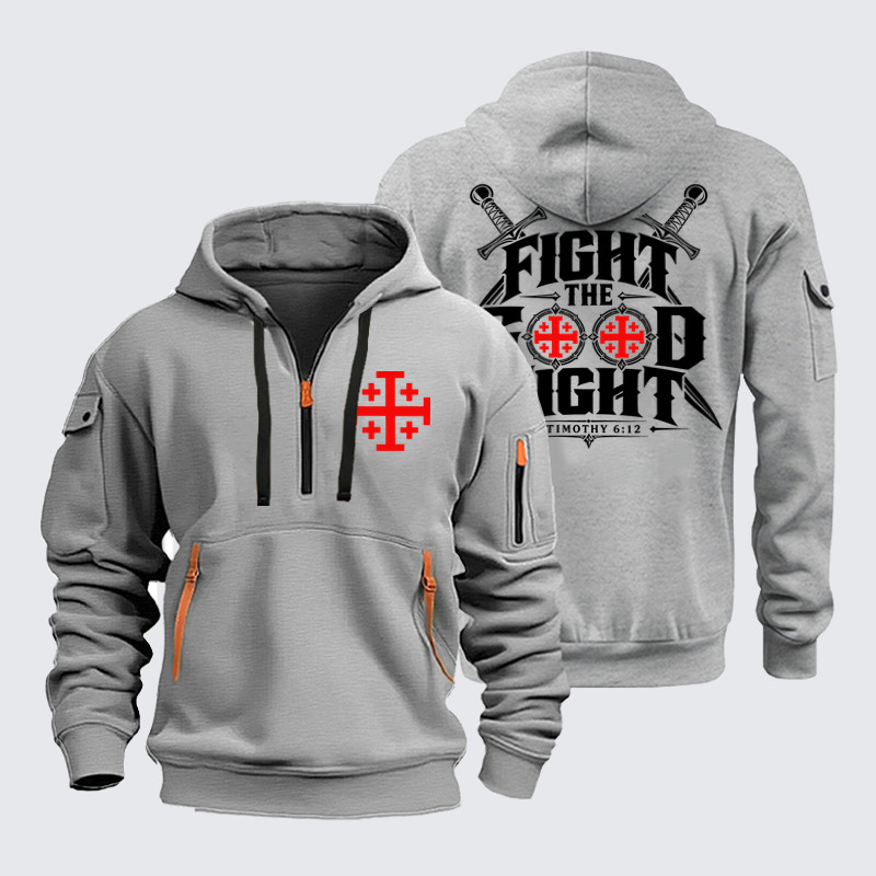 Zipper Hoodies Ave Christus Rex –Fight the Good Fight 1 Timothy 6:12