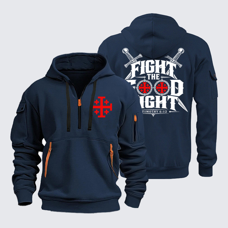 Zipper Hoodies Ave Christus Rex –Fight the Good Fight 1 Timothy 6:12