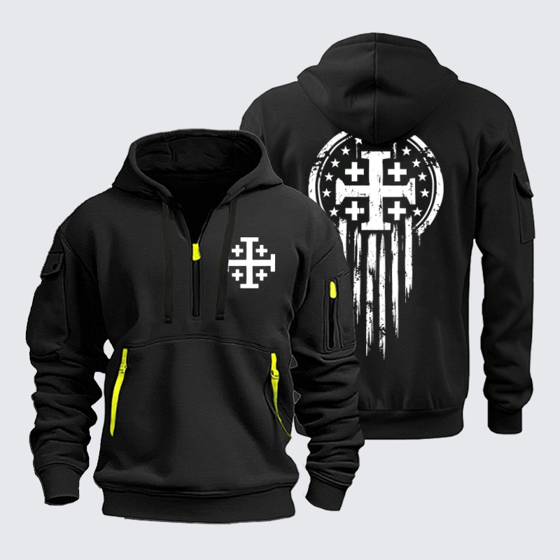 Zipper Hoodies Ave Christus Rex –Jerusalem Cross – American Christian Faith