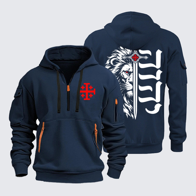 Zipper Hoodies – Lion of Judah Jerusalem Cross