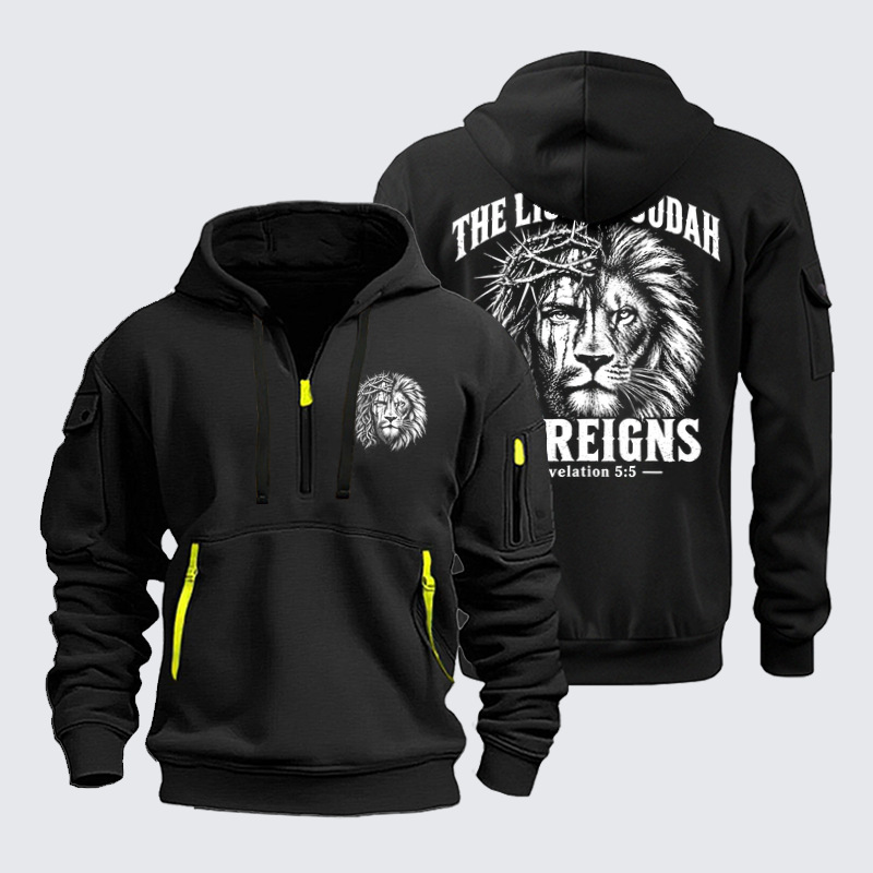 Zipper Hoodies Ave Christus Rex –The Lion of Judah – He Reigns