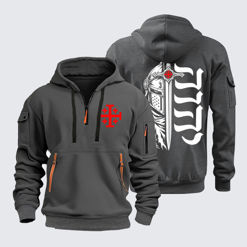 Zipper Hoodies Ave Christus Rex – Yeshua – Christian Knight Jerusalem Cross