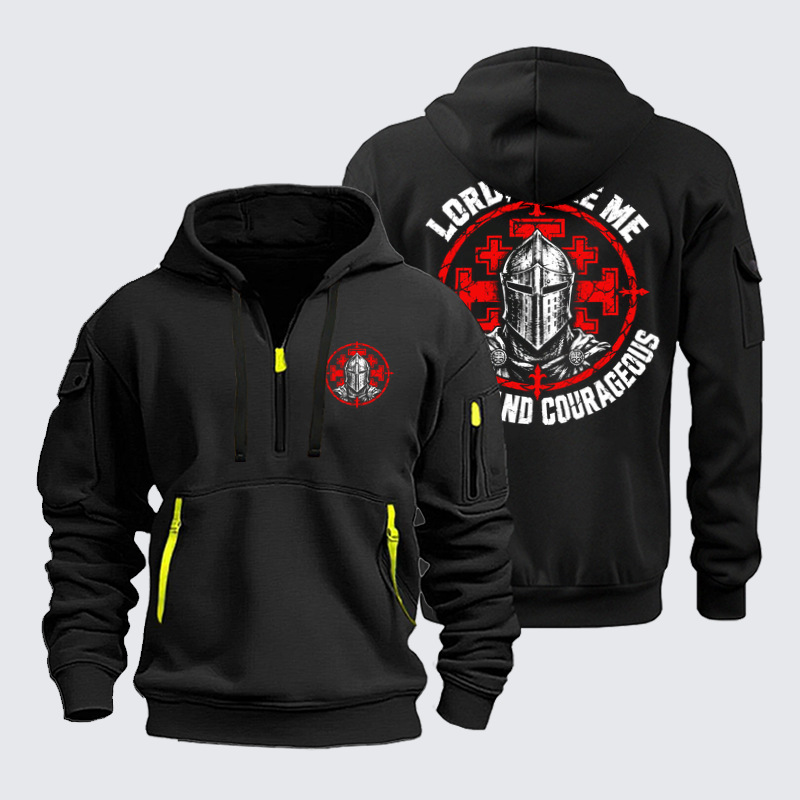Zipper Hoodies Ave Christus Rex –Lord, Make Me Strong and Courageous – Christian Warrior Knight