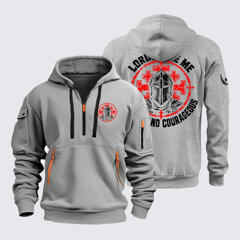 Zipper Hoodies Ave Christus Rex –Lord, Make Me Strong and Courageous – Christian Warrior Knight