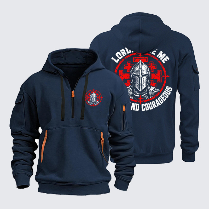 Zipper Hoodies Ave Christus Rex –Lord, Make Me Strong and Courageous – Christian Warrior Knight