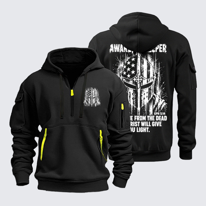 Zipper Hoodies Ave Christus Rex –Awake, O Sleeper – Ephesians 5:14 Christian Warrior