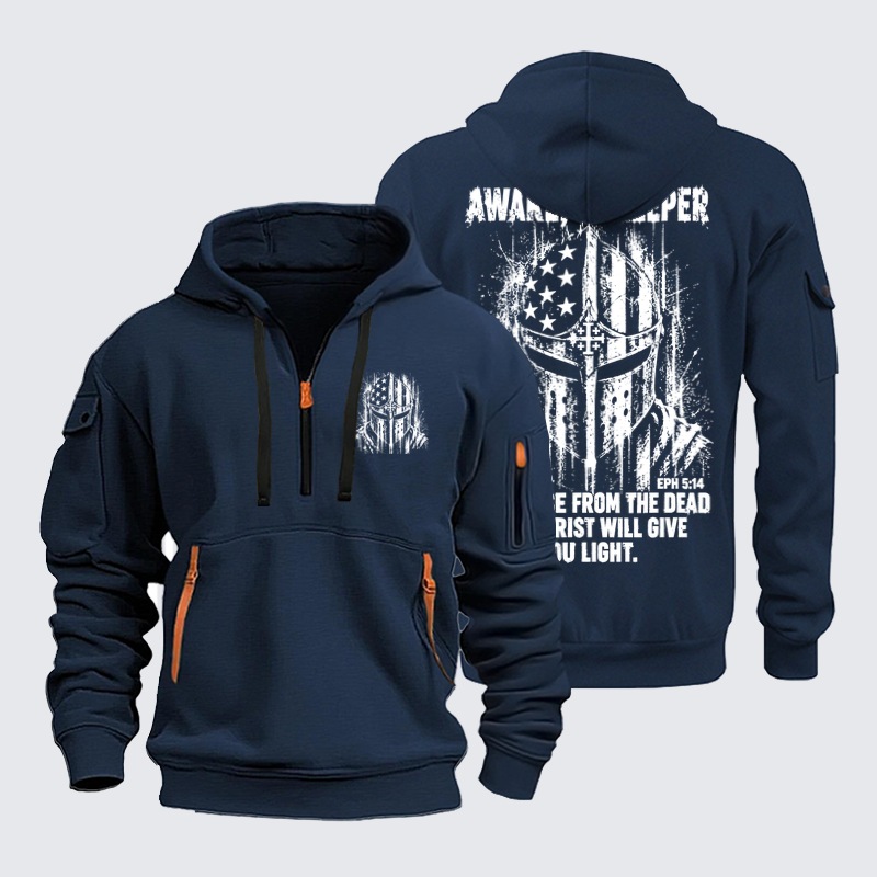Zipper Hoodies Ave Christus Rex –Awake, O Sleeper – Ephesians 5:14 Christian Warrior