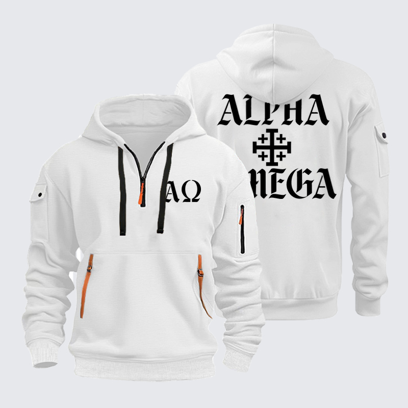 Zipper Hoodies Ave Christus Rex – Alpha & Omega – Jerusalem Cross
