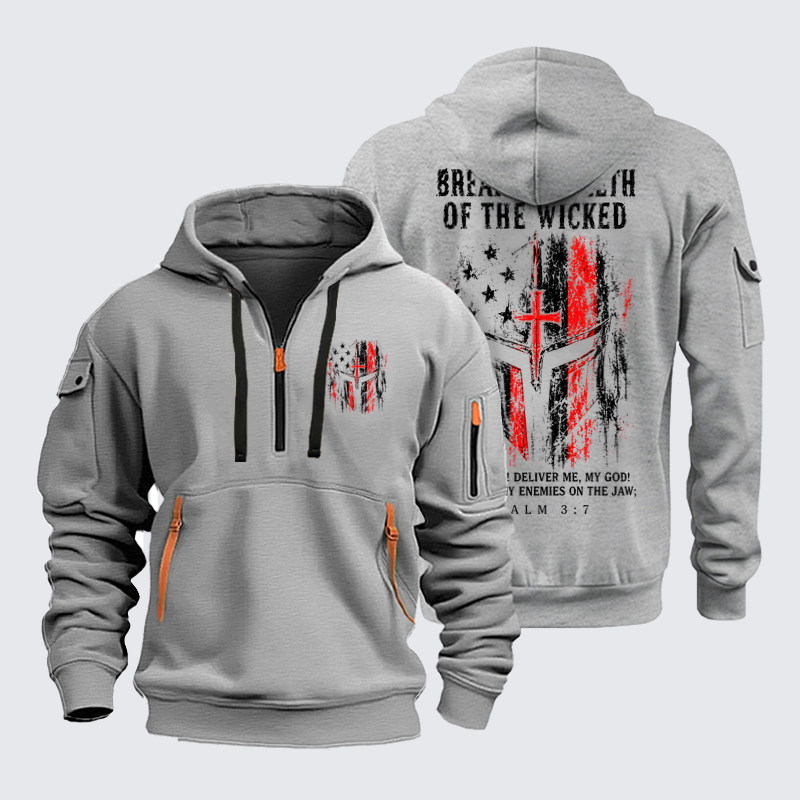 Zipper Hoodies Ave Christus Rex – Break the Teeth of the Wicked – Psalm 3:7 Christian Warrior