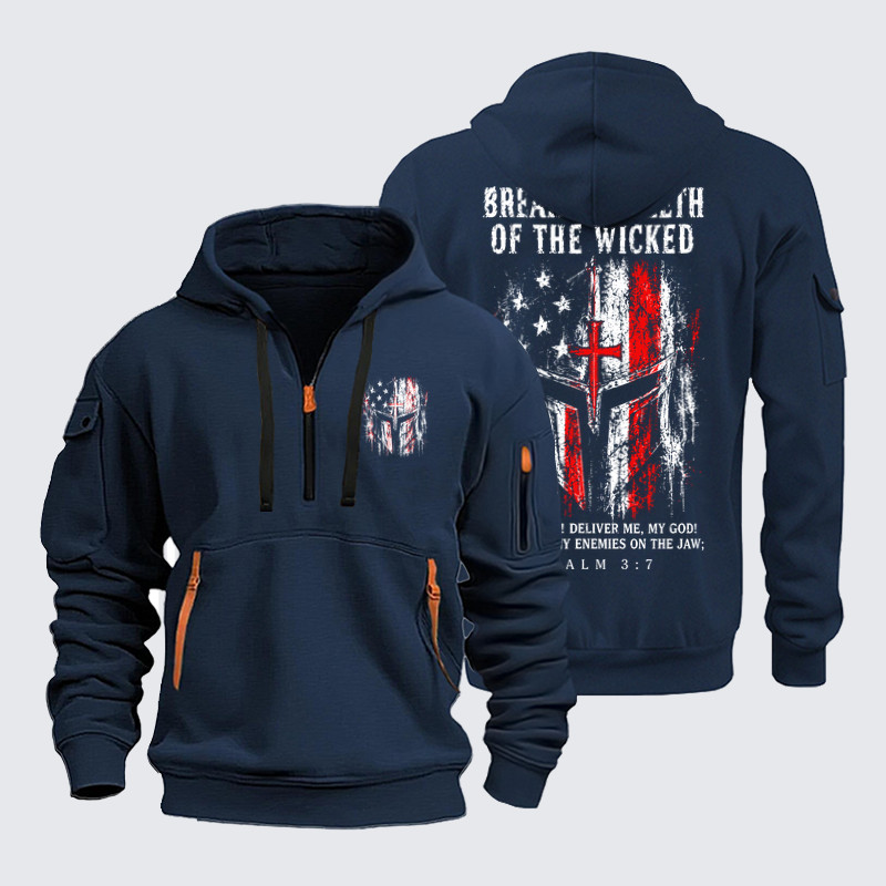 Zipper Hoodies Ave Christus Rex – Break the Teeth of the Wicked – Psalm 3:7 Christian Warrior