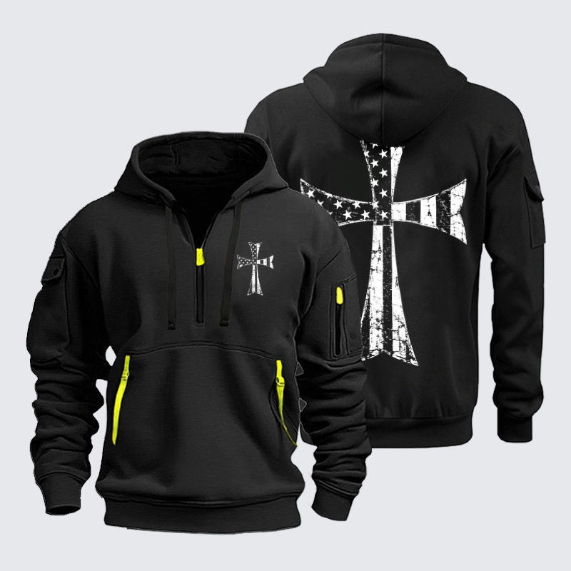 Zipper Hoodies Ave Christus Rex –American Flag Cross