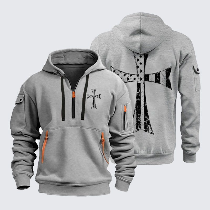 Zipper Hoodies Ave Christus Rex –American Flag Cross