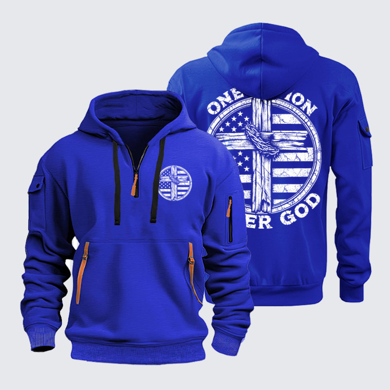 Zipper Hoodies Ave Christus Rex –One Nation Under God – Christian American Cross