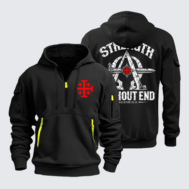 Zipper Hoodies Ave Christus Rex –Strength Without End – Revelation 22:13 Alpha Omega