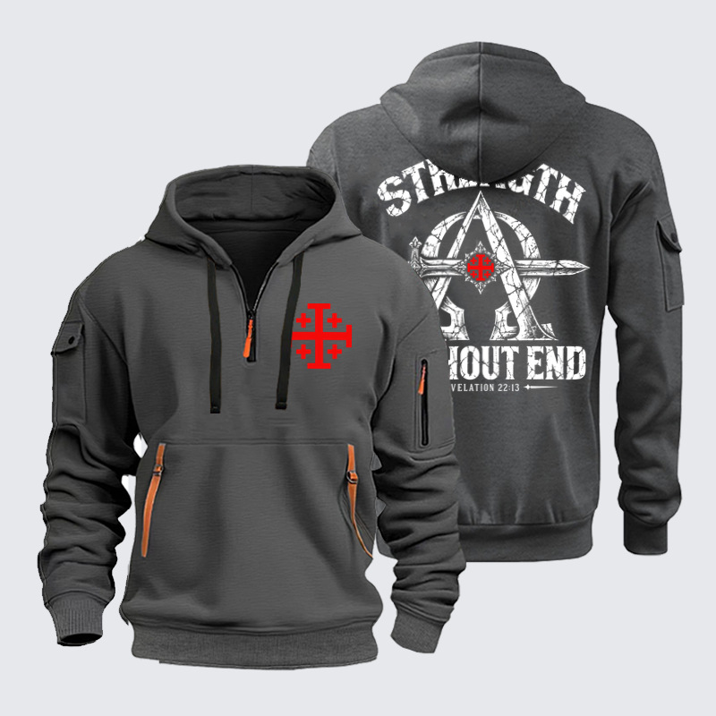 Zipper Hoodies Ave Christus Rex –Strength Without End – Revelation 22:13 Alpha Omega