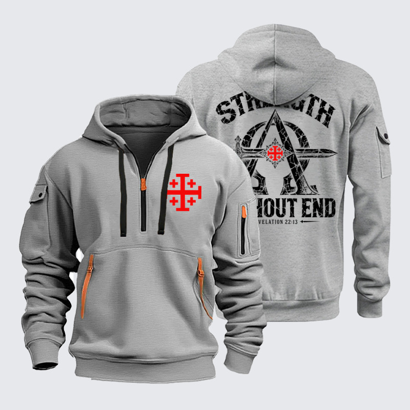 Zipper Hoodies Ave Christus Rex –Strength Without End – Revelation 22:13 Alpha Omega