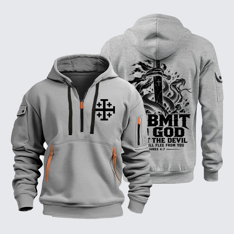 Zipper Hoodies Ave Christus Rex –Submit to God – James 4:7 Christian Warrior