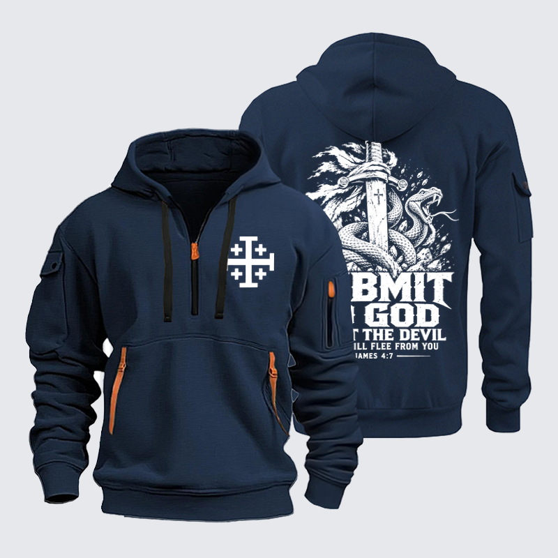 Zipper Hoodies Ave Christus Rex –Submit to God – James 4:7 Christian Warrior