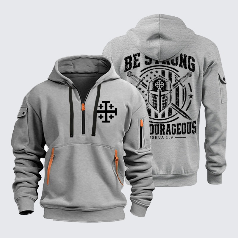 Zipper Hoodies Ave Christus Rex – Be Strong and Courageous – Joshua 1:9 Christian Warrior