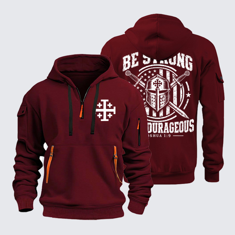 Zipper Hoodies Ave Christus Rex – Be Strong and Courageous – Joshua 1:9 Christian Warrior