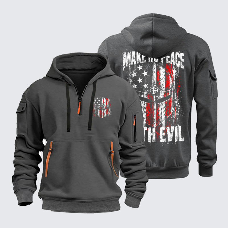 Zipper Hoodies Ave Christus Rex – Make No Peace With Evil – Christian Warrior Knight