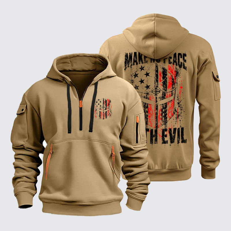 Zipper Hoodies Ave Christus Rex – Make No Peace With Evil – Christian Warrior Knight