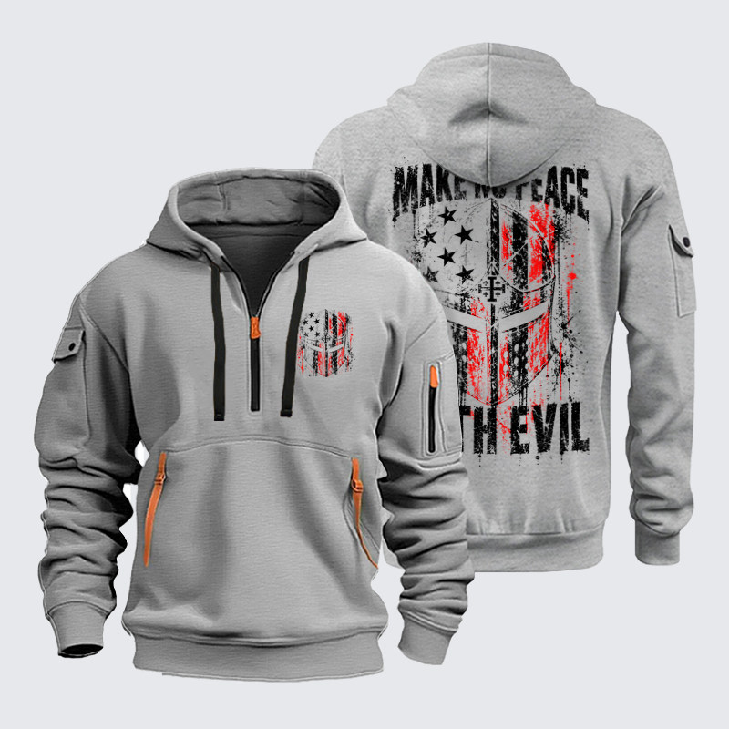 Zipper Hoodies Ave Christus Rex – Make No Peace With Evil – Christian Warrior Knight