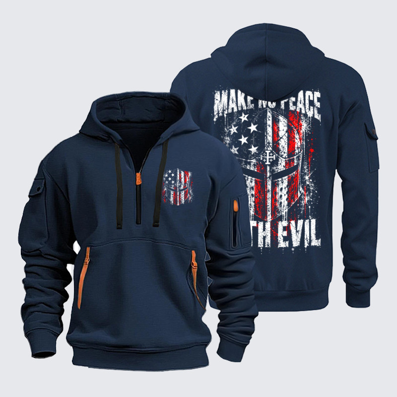 Zipper Hoodies Ave Christus Rex – Make No Peace With Evil – Christian Warrior Knight
