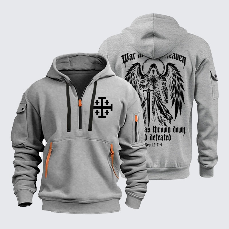 Zipper Hoodies Ave Christus Rex –War Arose in Heaven – Revelation 12:7–9 Christian Warrior