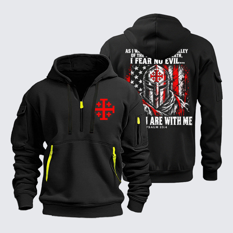 Zipper Hoodies Ave Christus Rex – I Fear No Evil – Psalm 23:4 Christian Warrior