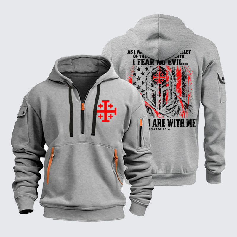 Zipper Hoodies Ave Christus Rex – I Fear No Evil – Psalm 23:4 Christian Warrior