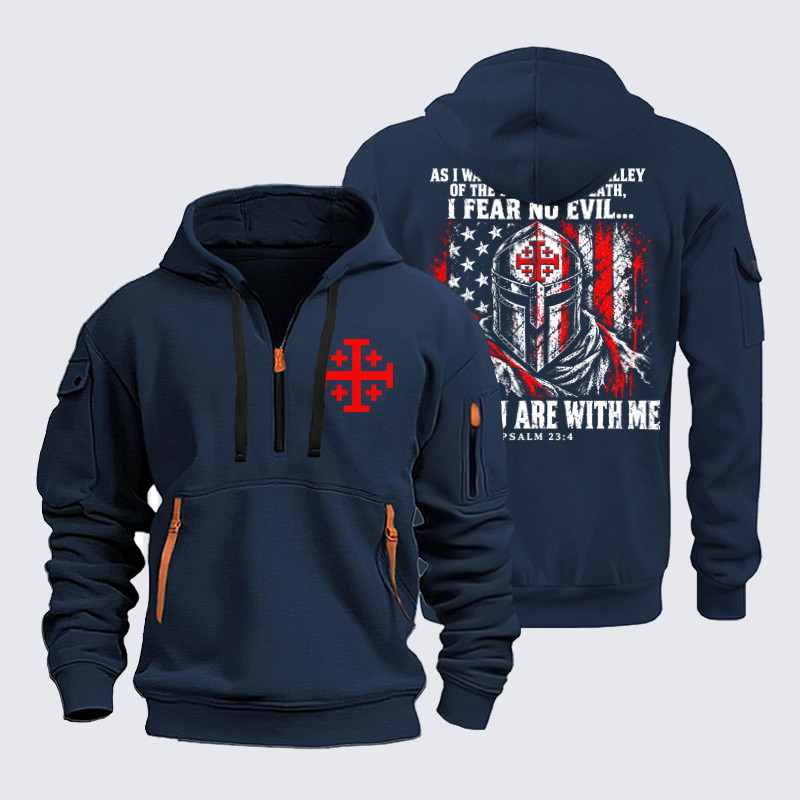 Zipper Hoodies Ave Christus Rex – I Fear No Evil – Psalm 23:4 Christian Warrior
