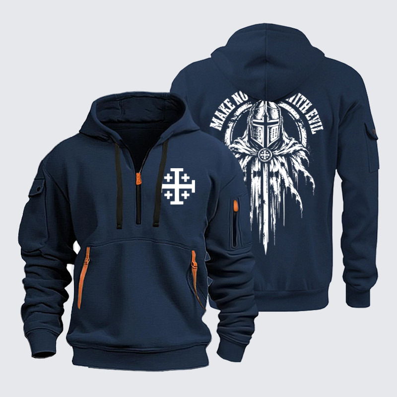 Zipper Hoodies Ave Christus Rex – Make No Peace With Evil – Christian Knight