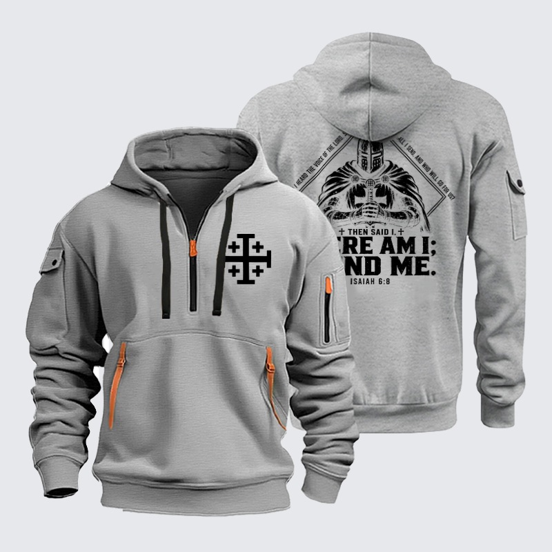 Zipper Hoodies Ave Christus Rex – Here Am I, Send Me – Isaiah 6:8 Christian Warrior