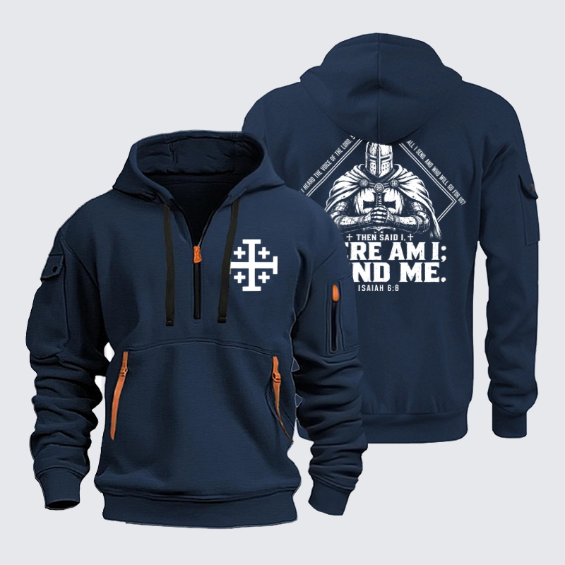 Zipper Hoodies Ave Christus Rex – Here Am I, Send Me – Isaiah 6:8 Christian Warrior