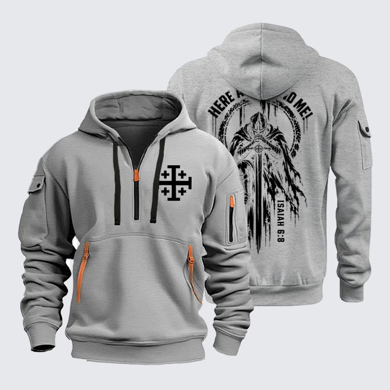 Zipper Hoodies Ave Christus Rex – Here Am I, Send Me – Isaiah 6:8 Christian Knight