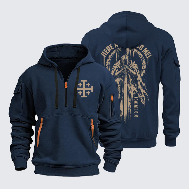 Zipper Hoodies Ave Christus Rex – Here Am I, Send Me – Isaiah 6:8 Christian Knight