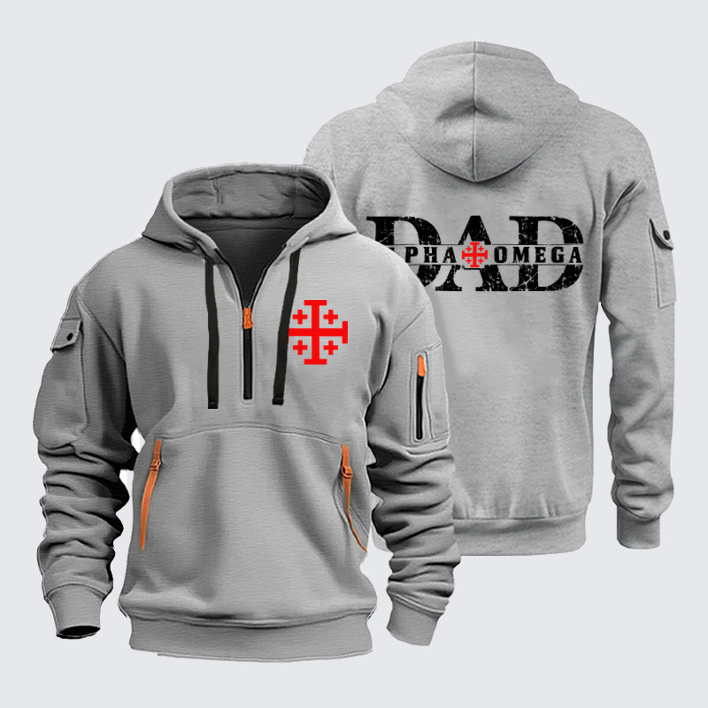 Zipper Hoodies Ave Christus Rex – Alpha Omega Dad – Christian Father