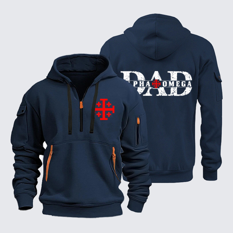 Zipper Hoodies Ave Christus Rex – Alpha Omega Dad – Christian Father