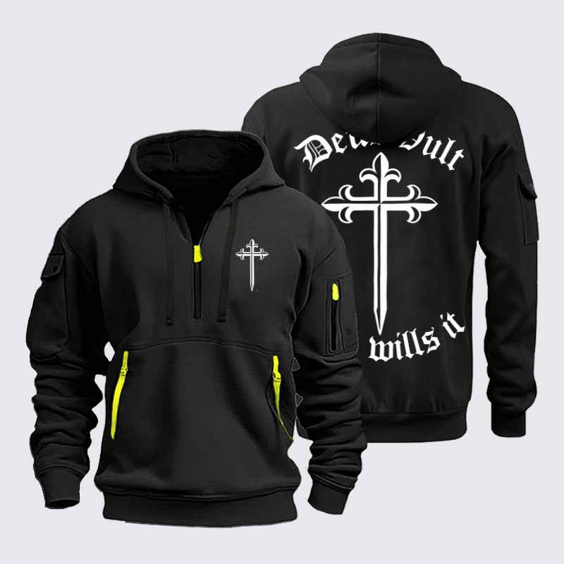 Zipper Hoodies Ave Christus Rex – Deus Vult – God Wills It Christian Cross