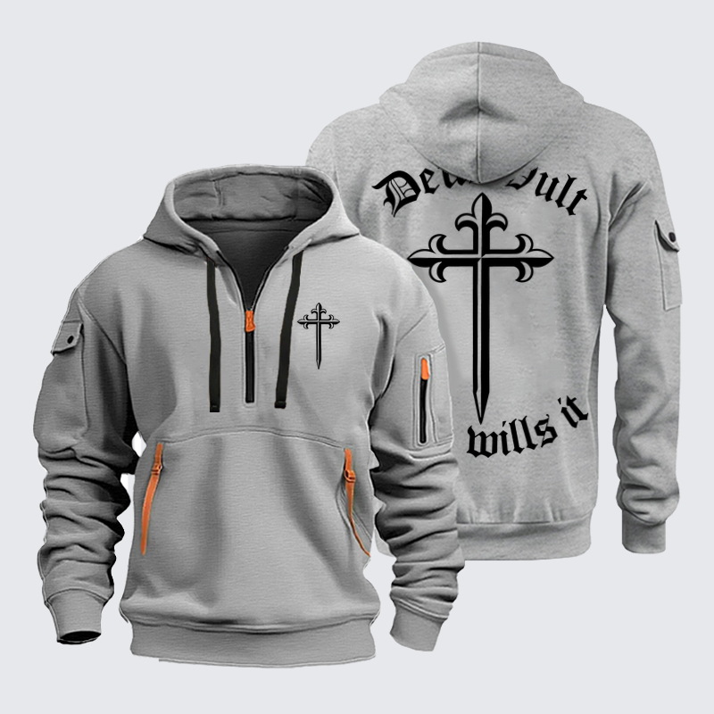 Zipper Hoodies Ave Christus Rex – Deus Vult – God Wills It Christian Cross
