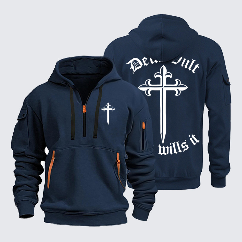 Zipper Hoodies Ave Christus Rex – Deus Vult – God Wills It Christian Cross