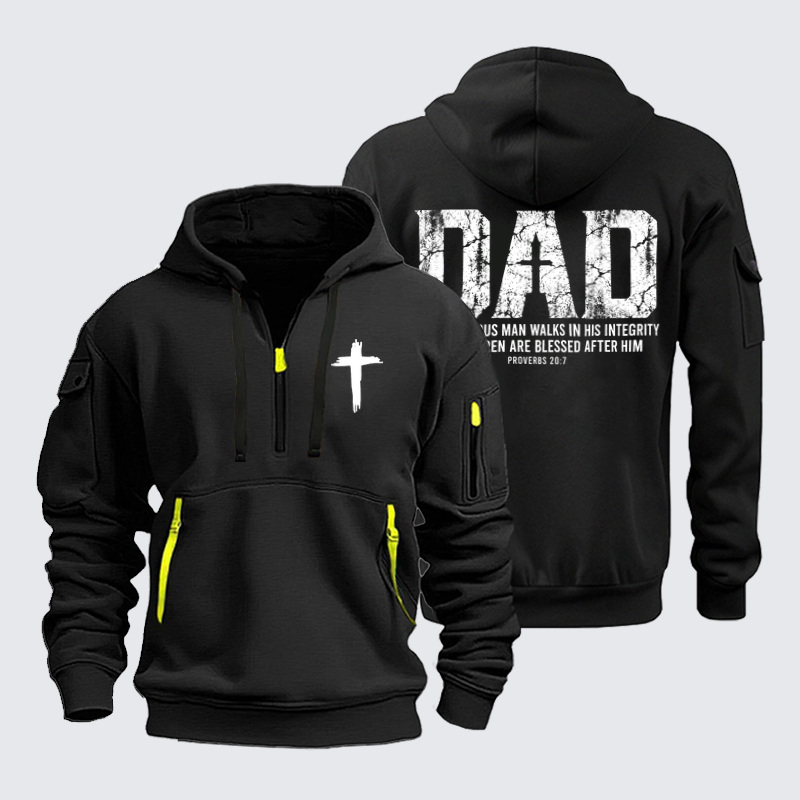 Zipper Hoodies Ave Christus Rex – Dad – Proverbs 20:7 Christian Father