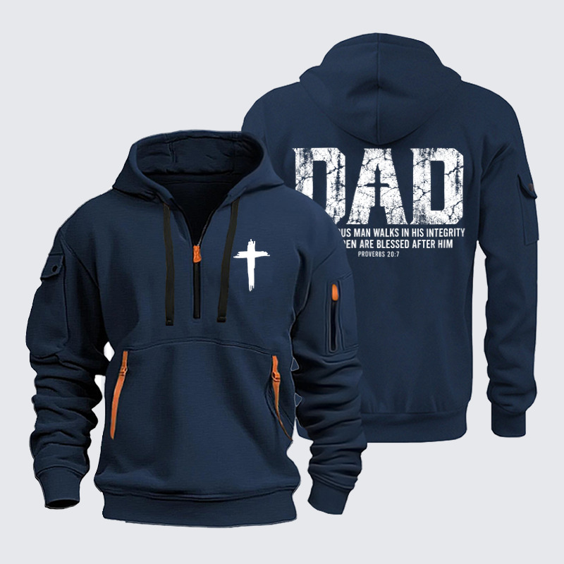 Zipper Hoodies Ave Christus Rex – Dad – Proverbs 20:7 Christian Father