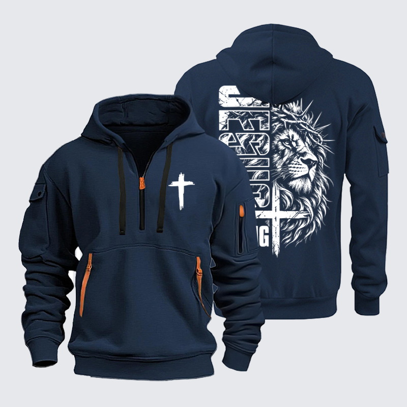 Zipper Hoodies Ave Christus Rex – Jesus Is King – Lion of Judah