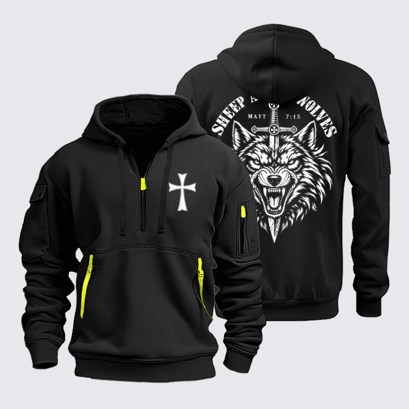 Zipper Hoodies Ave Christus Rex – Sheep Among Wolves – Matthew 7:15 Christian Warrior